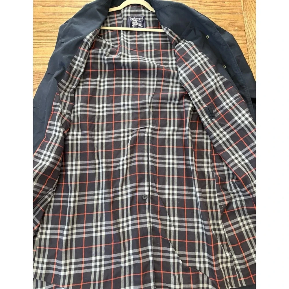 Vintage 80s Burberry's London Women's Navy Trench Coat Size 18 Regular - Picture 3 of 13